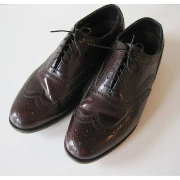 Vintage FLORSHEIM IMPERIAL Shoes Sz 10 Mens Oxfords Leather Wingtip Formal Burgu